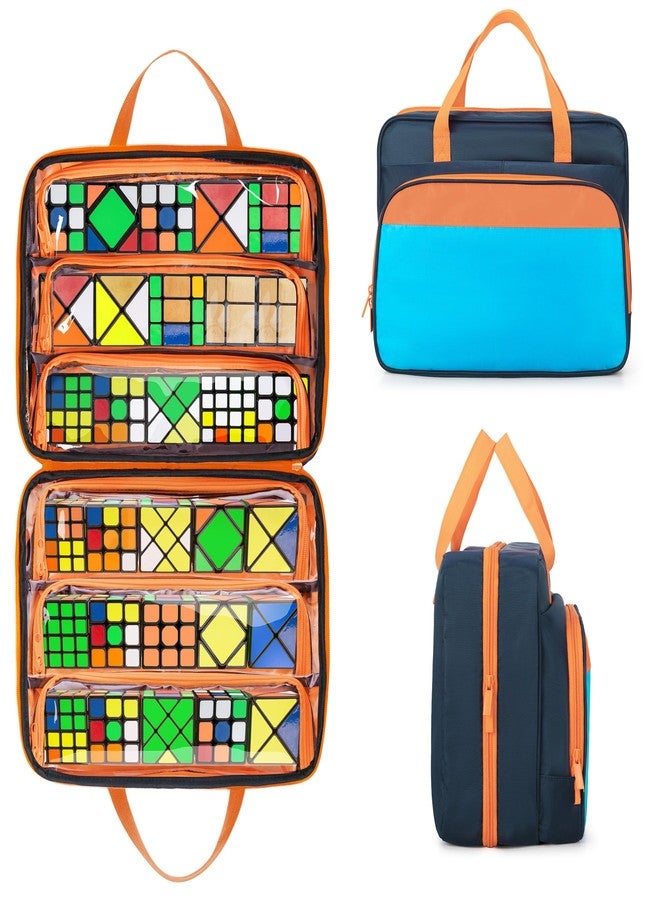 CURMIO Speed Cube Carrying Case, Portable Storage Bag Compatible with 34pcs Puzzle Cubes for Home & Travel Use, Dark Blue(Bag Only) - Image 1